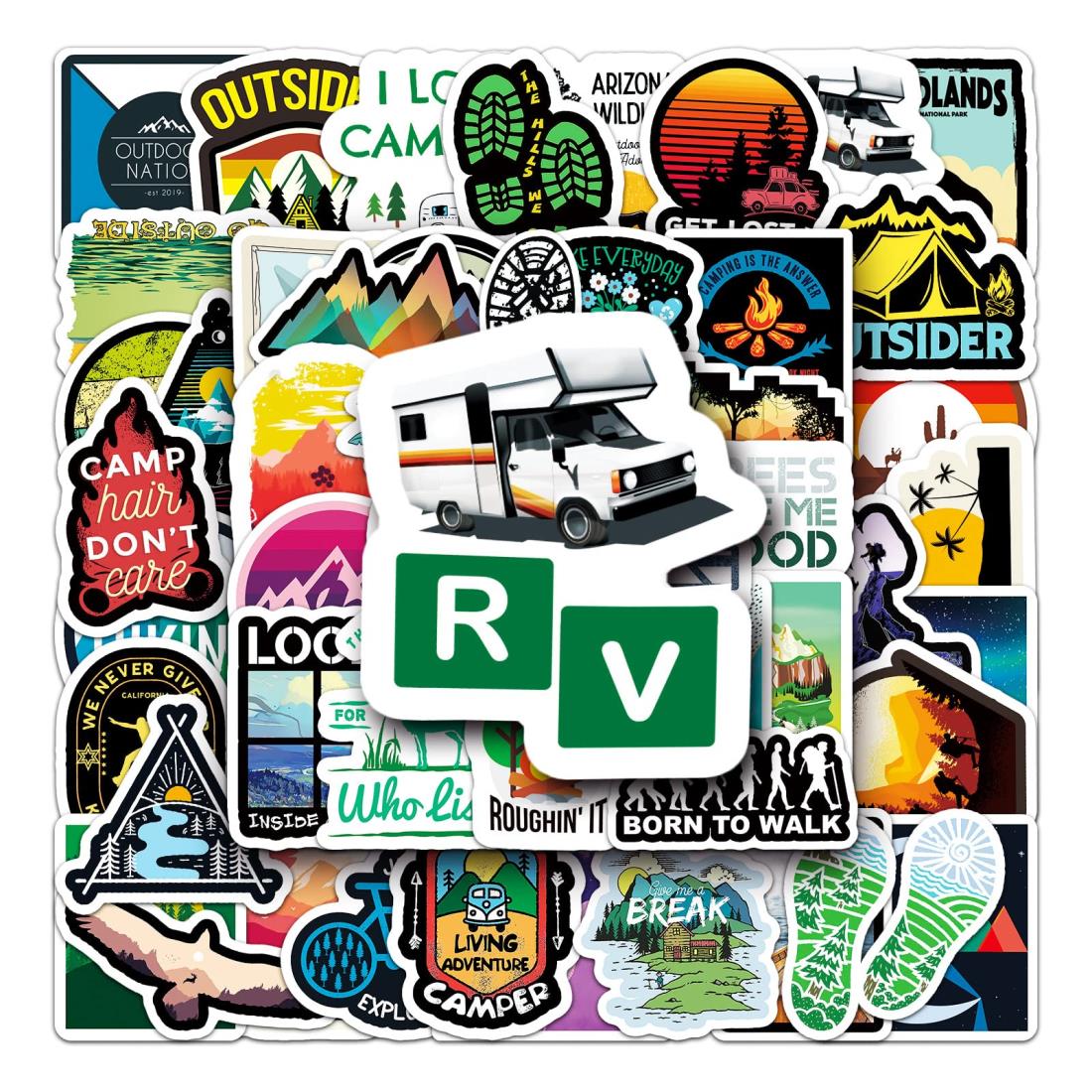 アウトドア旅行ステッカーセット 70枚 山登り キャンプ ハイキング ノートブック スマートフォン ラップトップ などに適用