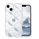 GUAGUA iPhone14 クリア ケース ウェーブ iPhone13 ケース 透明 うねうね ケース 菱形バック いphone 13 14 スマホケース TPU キラキラ 菱形 凸凹 アルミ箔シルバー 可愛い 韓国 人気 耐衝撃 超軽量 ストラップホール付き アイフォン 13 /14 6.1インチ用 なみなみ カバー(ク