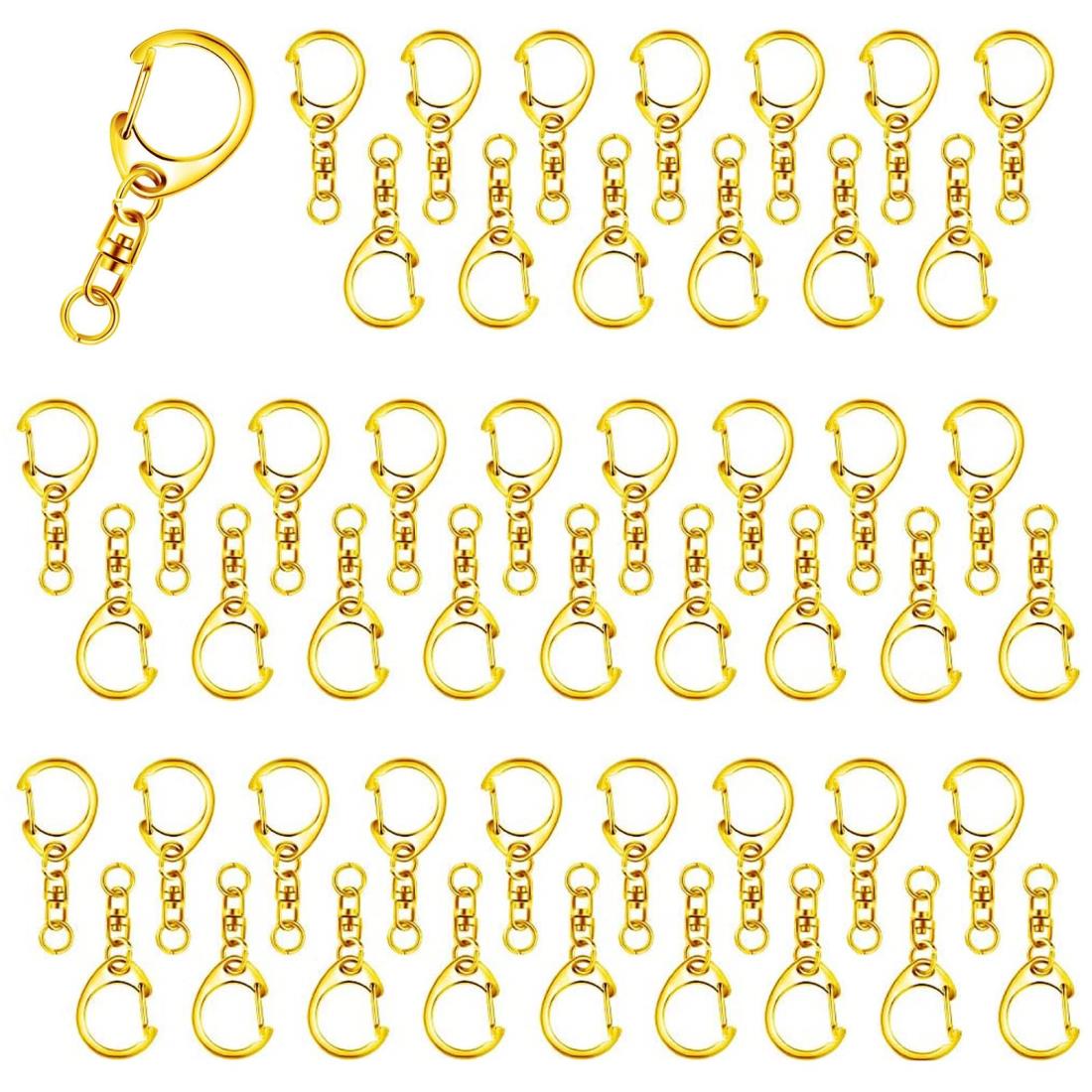 BTtime キーホルダー金具 50個入 手作り 素材 キーホルダーパーツ 回転カン付き ワンタッチキーホルダー金具 DIY 手芸用品 ハンドメイド アクセサリ...