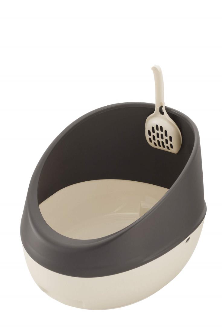 リッチェル 猫用トイレ本体 ラプレ ネコトイレ ハーフカバー ダークグレーのサムネイル