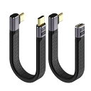 Leehitech 2×13CM 240W USB4 延長ケーブル 40Gbps高速伝送 短い 直角L字型 USB Type C (オス to オス+オス to メス) 48V/5A充電電力 8K@60Hz 高解像送信フラットケーブル。MacBook Pro、iPad Pro、Chromebook Pixel、Samsung Galaxy、Steam Deckに等対応 Type C端子に適用