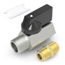 TAILONZ 1/4" 銅ニッケルメッキ ボールバルブスイッチ、1/4 PTオスx 1/4 PTメス管継手