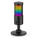 Faunow マイク USB コンデンサーマイク PC マイク RGBライト ワンタッチミュート カーディオイド指向 プラグ&プレイ ヘッドホン接続可 音量調節 内蔵型ショックアブソーバー 超コンパクト ボイズチャット YouTube ライブ配信 web会議 ゲーム実況に最適 Windows/MacOS/PS4/PS
