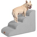 EHEYCIGA 犬階段 4段 ライトグレー ドッグステップ ペット階段 滑り止め付き 洗える カバー取り外し(4段,ライトグレー)