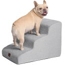 EHEYCIGA 犬階段 3段 ライトグレー ドッグステップ ペット階段 滑り止め付き 洗える カバー取り外し(3段,ライトグレー)