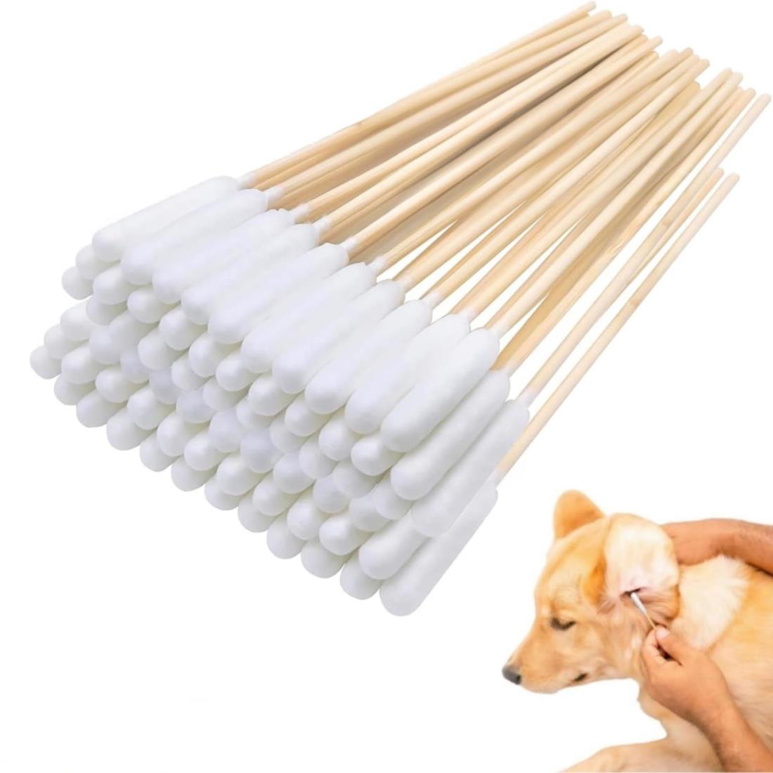 犬の綿棒 犬用綿棒 犬 猫 綿棒 ペット用 100本入り 犬 耳掃除 長い 耳掃除用綿棒 耳のケア用