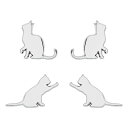 Catland 車 エンブレム 猫 ステッカー エンブレムチャーム ねこ かわいい おしゃれ プレートステッカー カーステッカー 3D 金属製 防水 猫型 ラベル 車用 デカール シール バイク 自転車 スーツケース 装飾 パーツ 飾り カスタム シルバー 4個入り