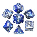 LIANHATA 多面体 ダイス サイコロ セット アクリル 7個入り D20 D12 D10 D8 D6 D4 神話TRPG MTG カードゲーム テーブルゲーム用 4面 6面 8面 10面 12面 20面 (青×銀)