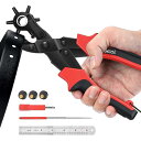 XOOL レザーパンチ レザークラフト用 回転式 穴あけパンチ ベルト 皮革 穴開け ベルト穴あけ機 ベルトポンチ 時計ストラップ ベルト 厚紙 革製品 スクリュードライバーと研削棒を含む 穴あけツール