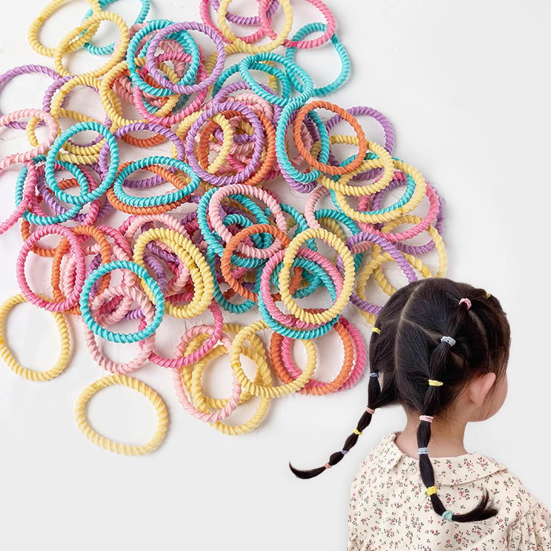 ヘアゴム キッズ ぎざ子 娘 3cm 100本 セット 子供 小学生 女の子 痛くない カラフル 飾りなし かわいい 保育園 幼稚園のサムネイル