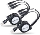 充電ケーブル 3in1 充電コード 巻き取り3A 急速充電 ライトニングケーブル 携帯充電ケーブル USBケーブル Phone/Type C/Micro USB...