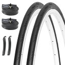 MOHEGIA 2本セット ロードバイク 自転車タイヤ: 700x25C 組み合わせセット - 折りたたみ交換用タイヤ、チューブ、タイヤレバー - 通勤 通学 サイクリング
