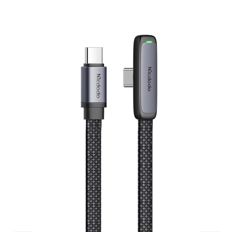 Mcdodo USB-C USB-Cケーブル PD 65W急速充電 iPhone 16 ケーブル 1.2m 高速データ転送 LEDライト付き 極薄L型 2色高密度編組み 精密で丈夫 タイプCケーブル Type-Cケーブル MacBook iPad iPhone 16/15 Xperia Galaxy Android その他USB-C機器対応
