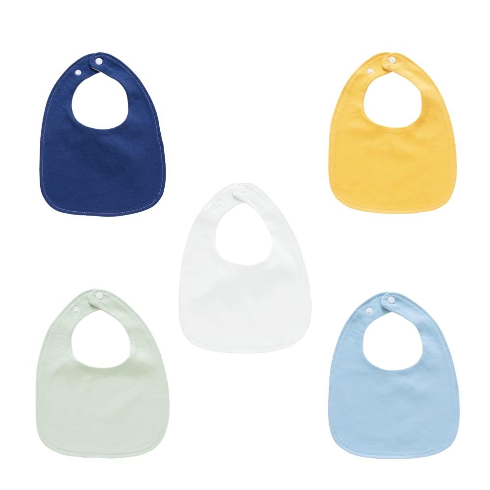 [Elf-feer] スタイ よだれかけ ベビー ビブ 綿 360 防水 5枚セット 赤ちゃん エプロン 無地 食事用 花びら型 U型 女の子 男の子 (カラー3)