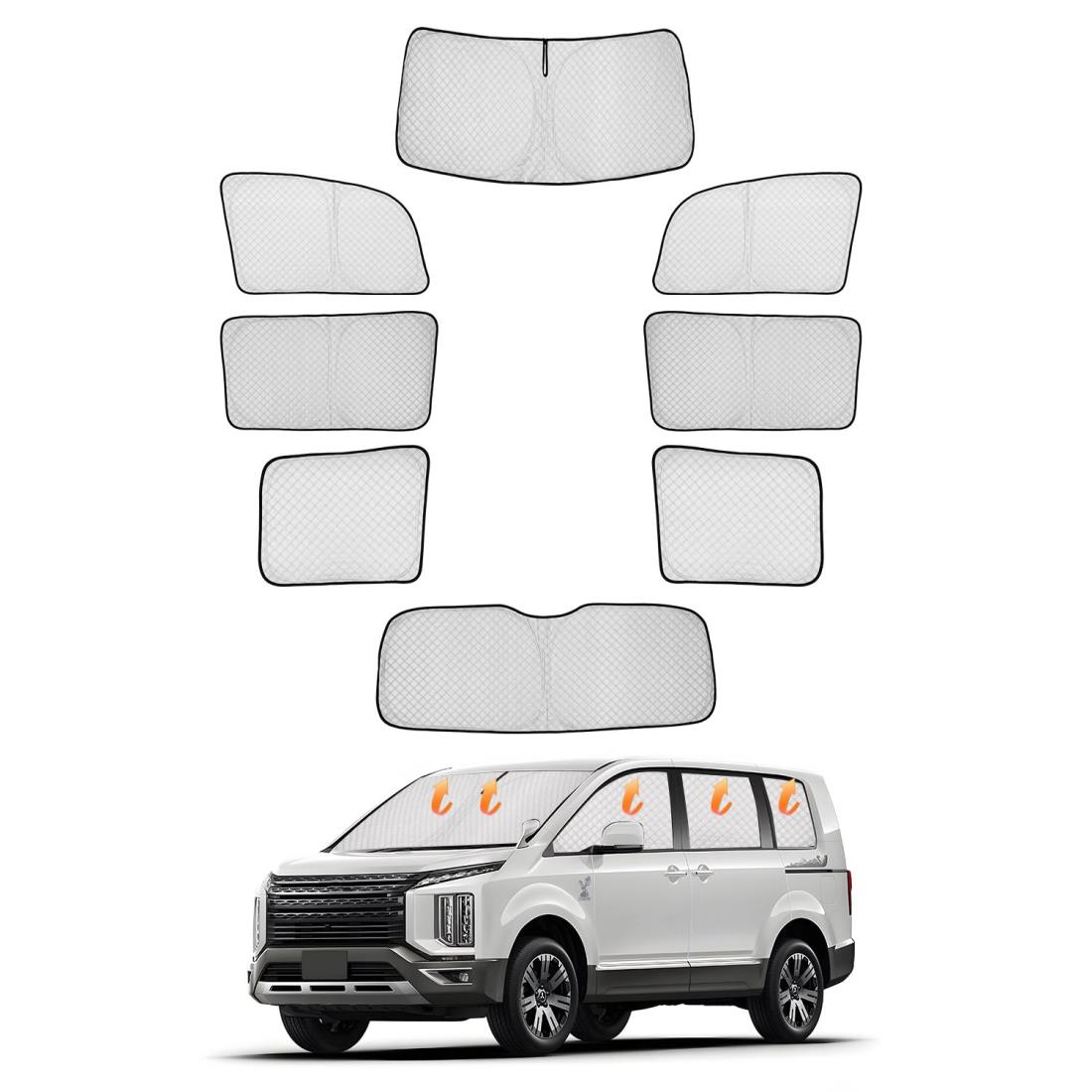 CARVANTA 三菱 新型デリカ D5 サンシェード 遮光シェード 車中泊 フロントサンシェード サイドサンシェード プライバシー マルチサンシェード MITSUBISHI DELICA D:5 2019年2月～現行 暑さ対策 仮眠 断熱 遮光 高密度 紫外線カット UVカット 盗難防止 アウトドア 簡単着脱 取