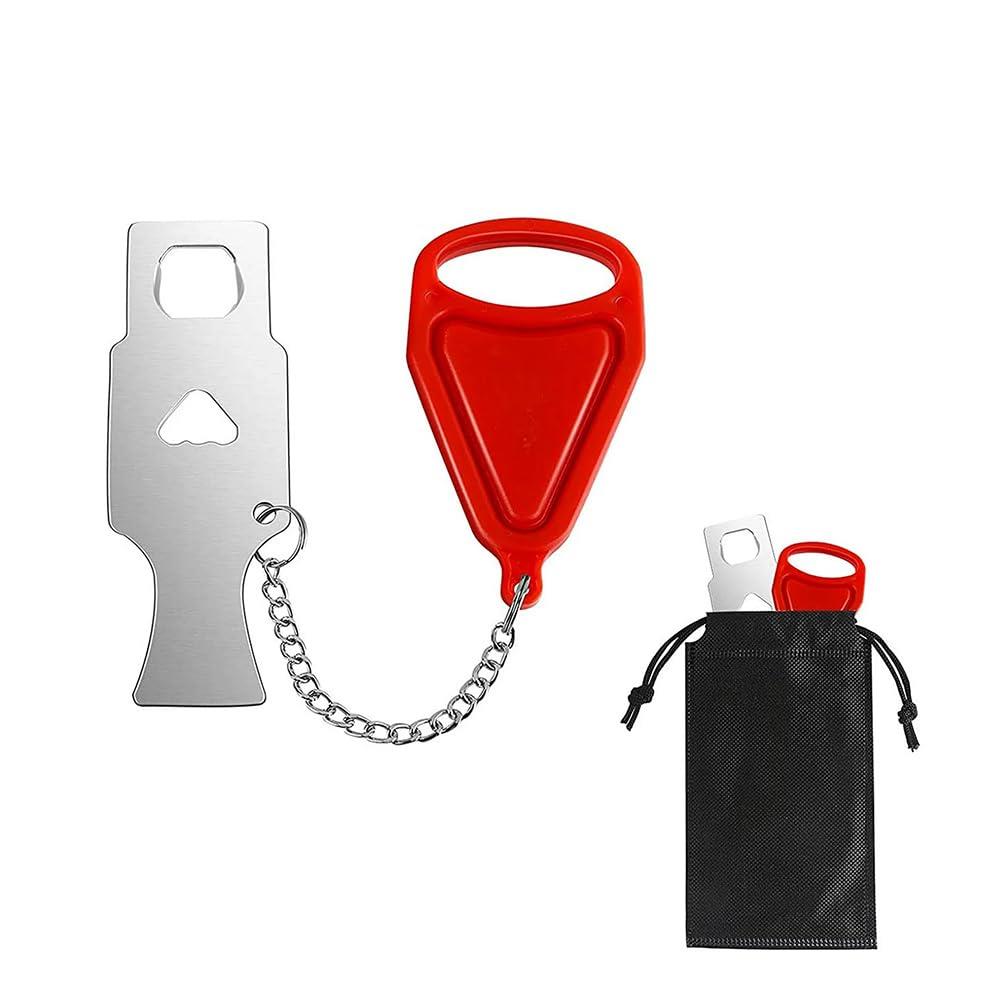 ポータブルドアロック トラベルロック 安全ロック 携帯用ロック 携帯用ドアロック ポータブル セキュリティロック ステンレス鋼 旅行掛け金 学校のロック ダウンのドアロック 安全セキュリティ (レッド一代)