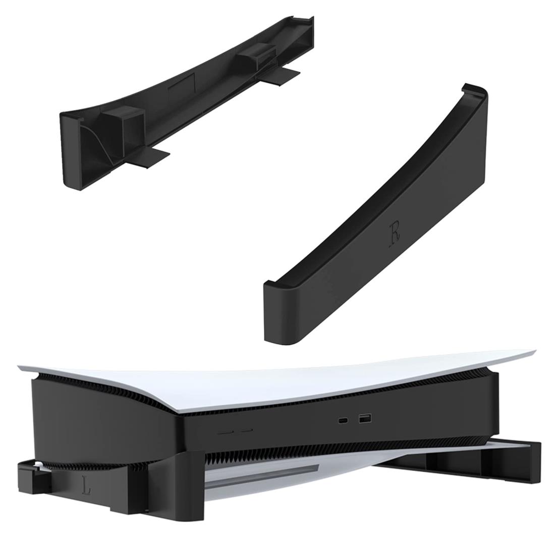 BingDi PS5本体 横置きスタンド 地震対策/落下防止/冷却改善/滑り止め 取り付け簡単 PS5の通常版とデジタル版両対応（ブラック）