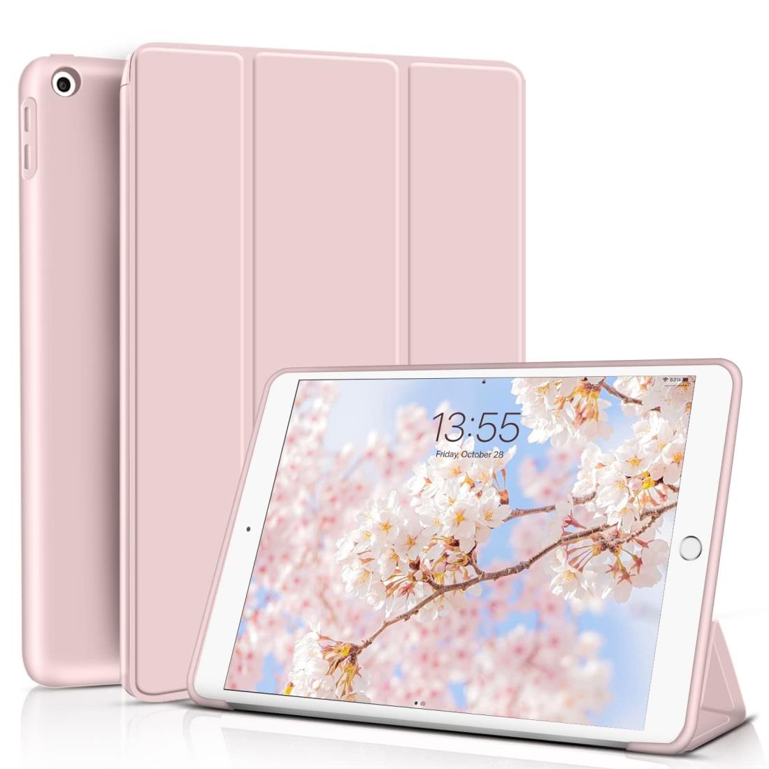 KenKe iPad 10.2インチ 2021/2020/2019 ケース 超軽量 薄型 柔らかいシリコン TPU材質 iPad 9 カバー 傷つけ防止 耐衝撃 3段階折り畳み可 スタンド マグネット付き 自動スリープ機能 iPad 第9世代/第8世代/第7世代 に対応 (ピンク)