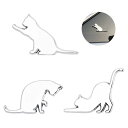 MAZERO ステッカー 猫 エンブレム 車 3D 金属 防水 カーステッカー かわいい 可愛い キャラクター ねこ 動物 車用 バイク 自転車 スーツケース 汎用 デカール シール ラベル バッジ ドレスアップ 飾り シルバー 3枚入り