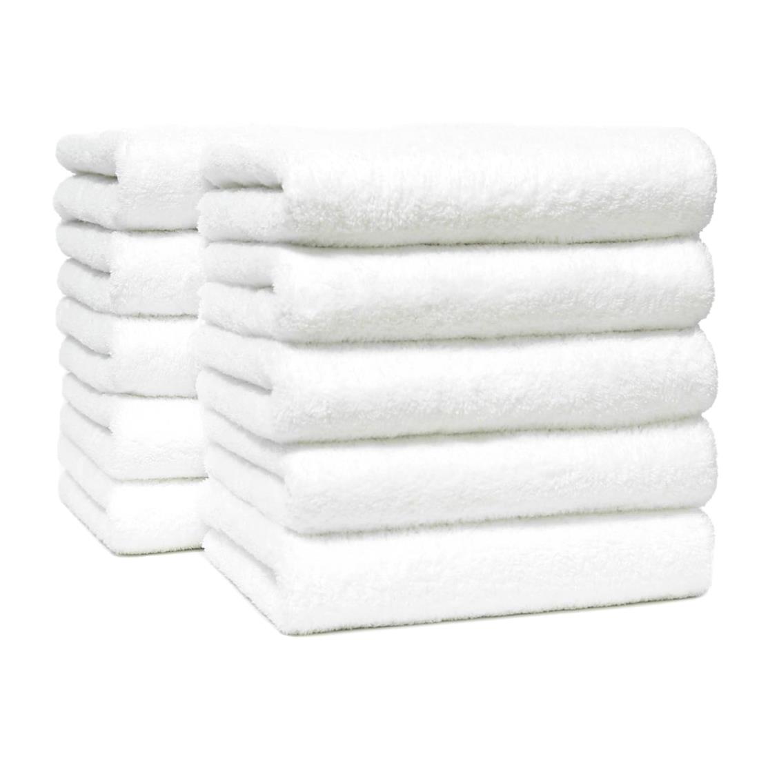 フェイスタオル 10枚セット 吸水速乾 無地 ふわふわ なめらか 速乾 耐久性 毛羽落ち少ない 引っ掛けやすい 人気 10枚 家庭用 業務用 極細繊維 抗菌 防臭 通気 (75cmX35cm, ホワイト)