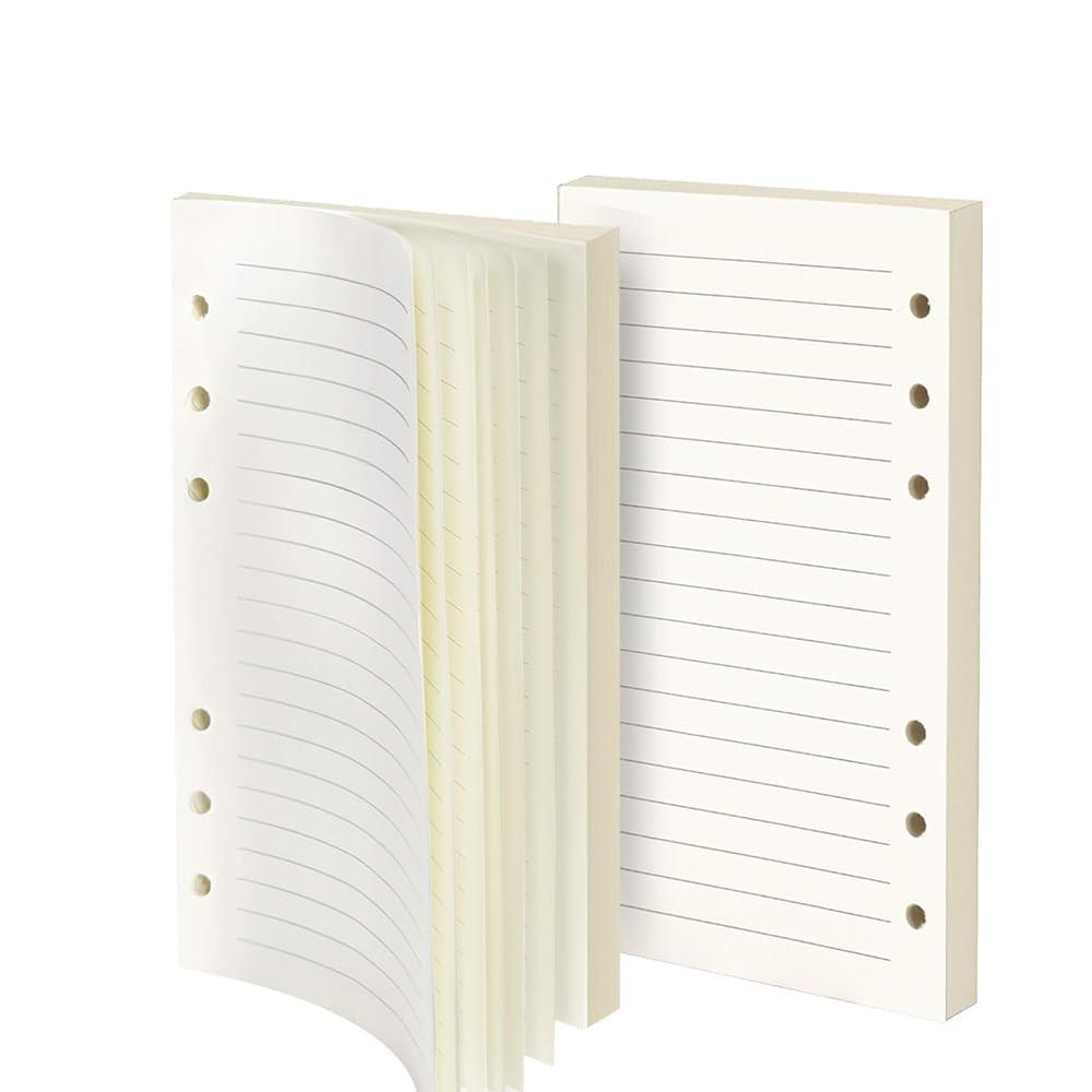 手帳リフィル システム手帳リフィル 【A6 6穴 45枚*2冊】 横罫 ビジネス手帳 ルーズリーフ用 バインダー用 バイブル 専用リーフ リフィル用紙 詰め替え用紙