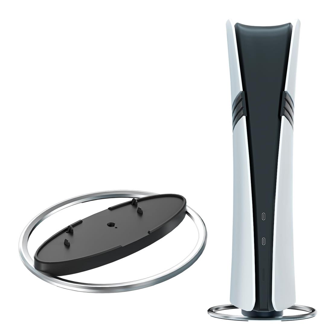 Uniraku PS5専用金属製縦置きスタンド 転倒防止 地震対策 簡単取付 PS5 Pro、PS5 Slim、PS5旧型（初期型）に対応する兼用設計 コンパクトなデザインで、PS5の美しさを保ちながら省スペース化を実現 (シルバー)