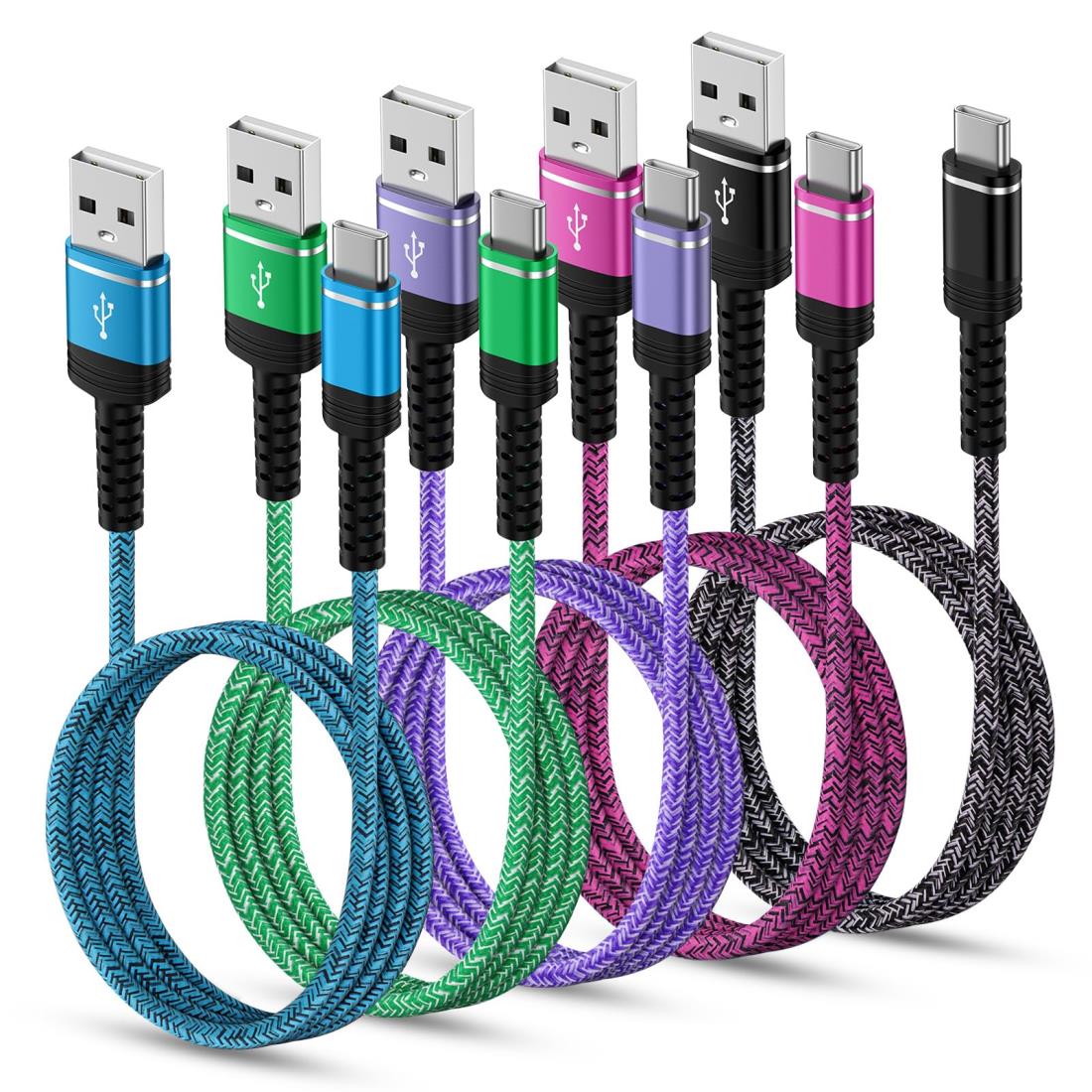 USB Type C ケーブル iPhone15 充電ケーブル タイプc ケーブル 【5本セット 1.83m】 3.1A 急速充電 QC3.0対応 iPhone 15充電用 高速データ転送 高耐久 iPhone15シリーズ、 Galaxy A35 S24 Ultra A55、Motorola Moto G Stylus 5G 2024その他Android USB-C機器対応