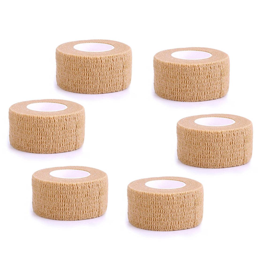 自着性テープ 粘着包帯 テーピング バンデージ 包帯 テープ 柔軟な包帯 伸縮包帯 多機能 不織布 弾性包帯 伸縮性 通気性 ペットにも 6巻入 2.5cm*4.5m