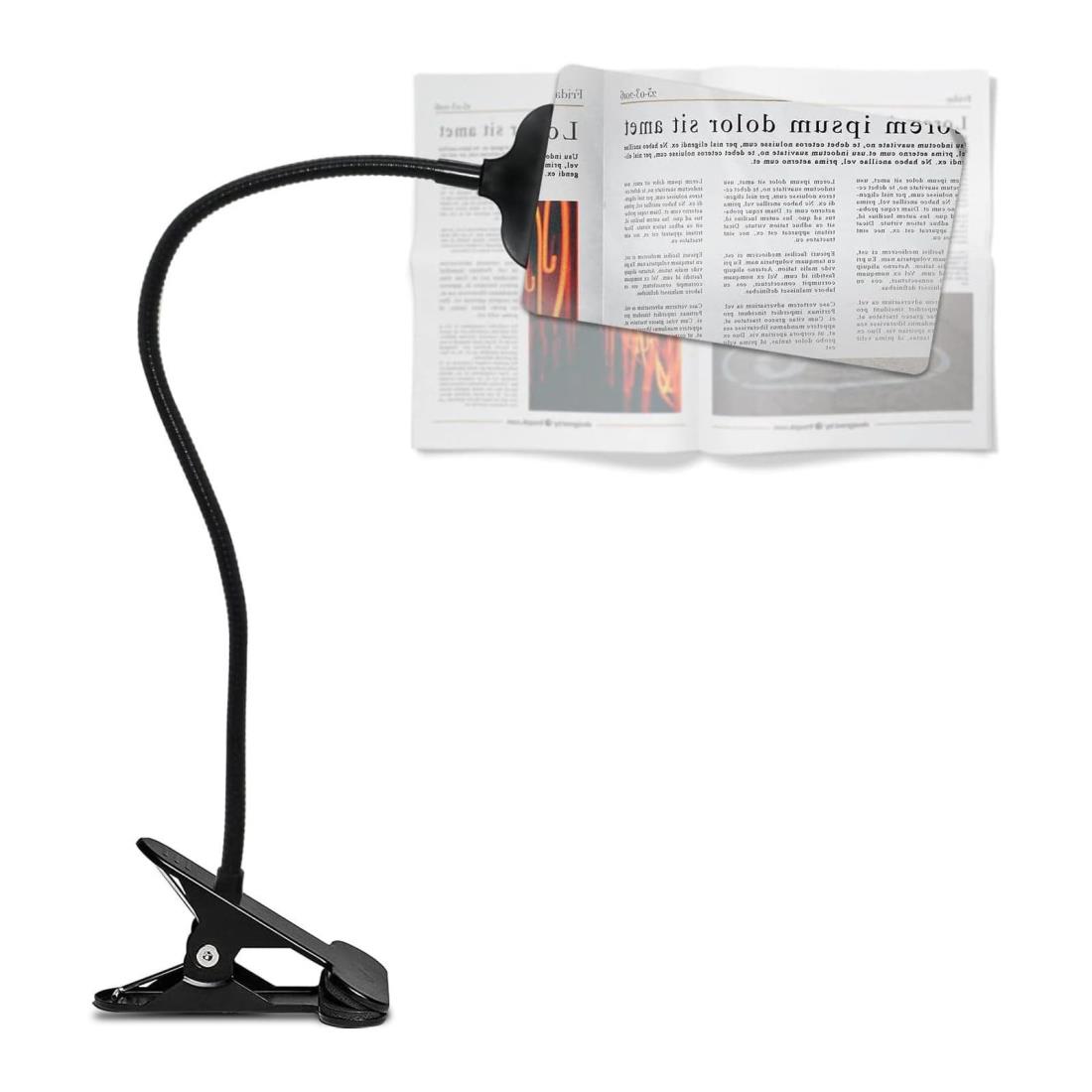 スタンド ルーペ 拡大 鏡 5 倍 四角 形 クリップ 式 読書 用 レンズ 虫 眼鏡 高 倍率 360 ° 角度 調整 新聞 地図 ジュエリー