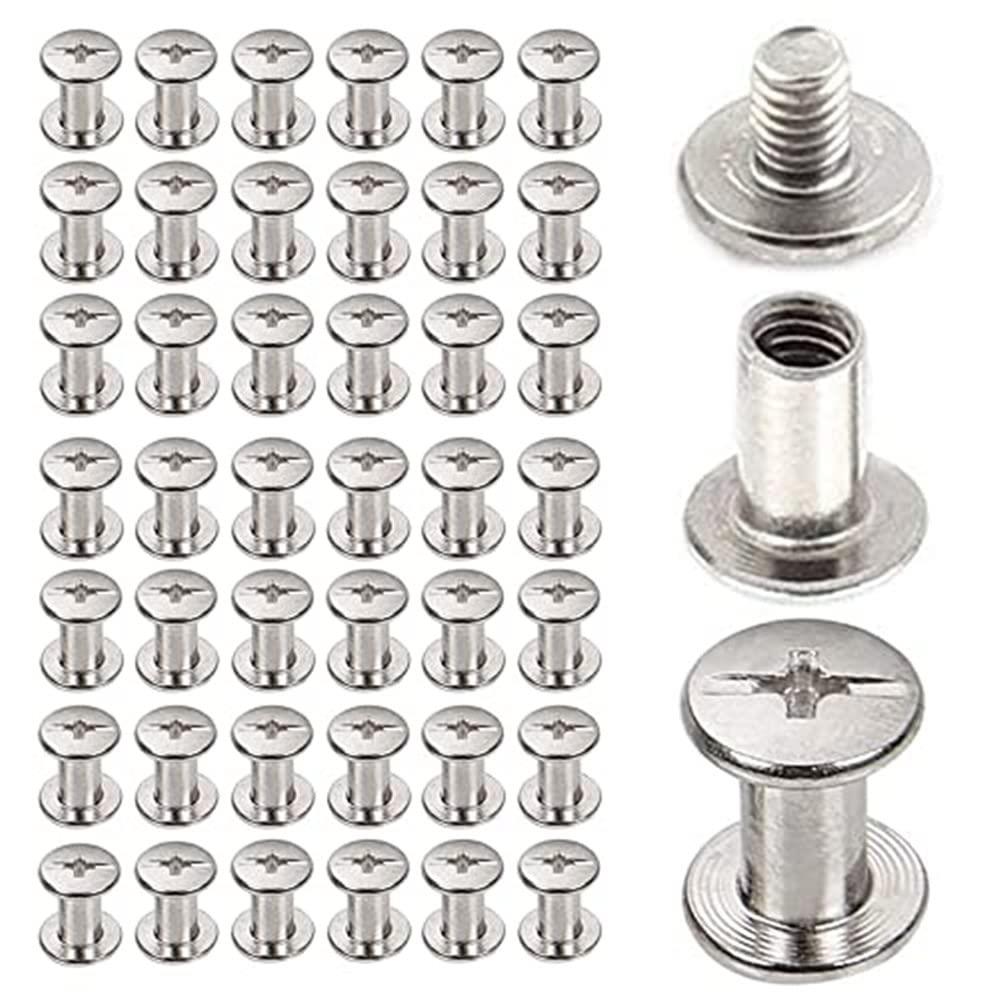 45本入シカゴスクリュー バインディングネジ ボタン レザークラフト 組ねじ (5x6mm/8mm/10mm)