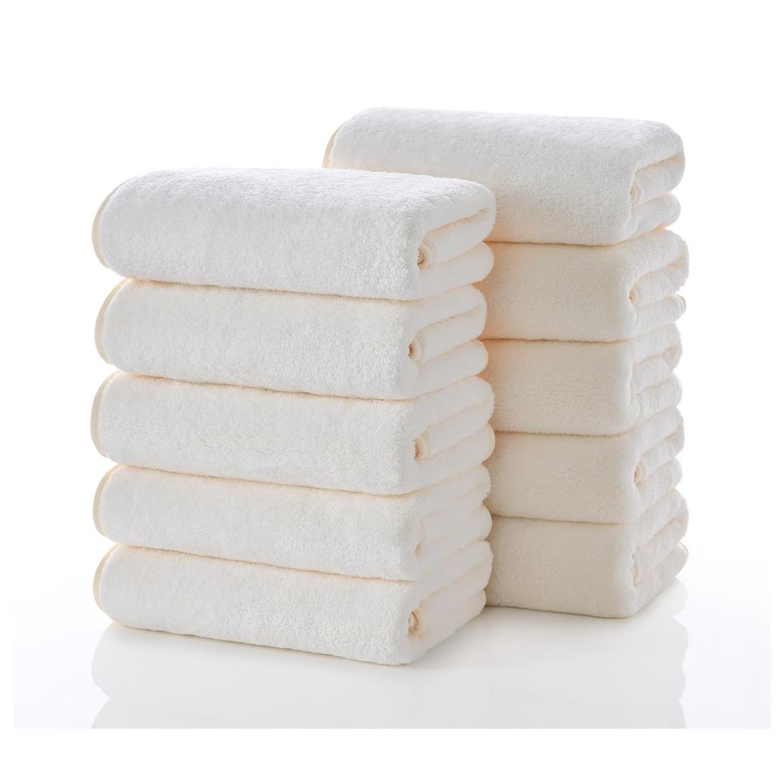 フェイスタオル マイクロファイバー タオル 10枚セット 約35X75cm ホテル仕様 柔らか肌触り 高速吸水 速乾 耐久性 人気 家庭 エステ サロン スポーツ 業務用 (ホワイト)