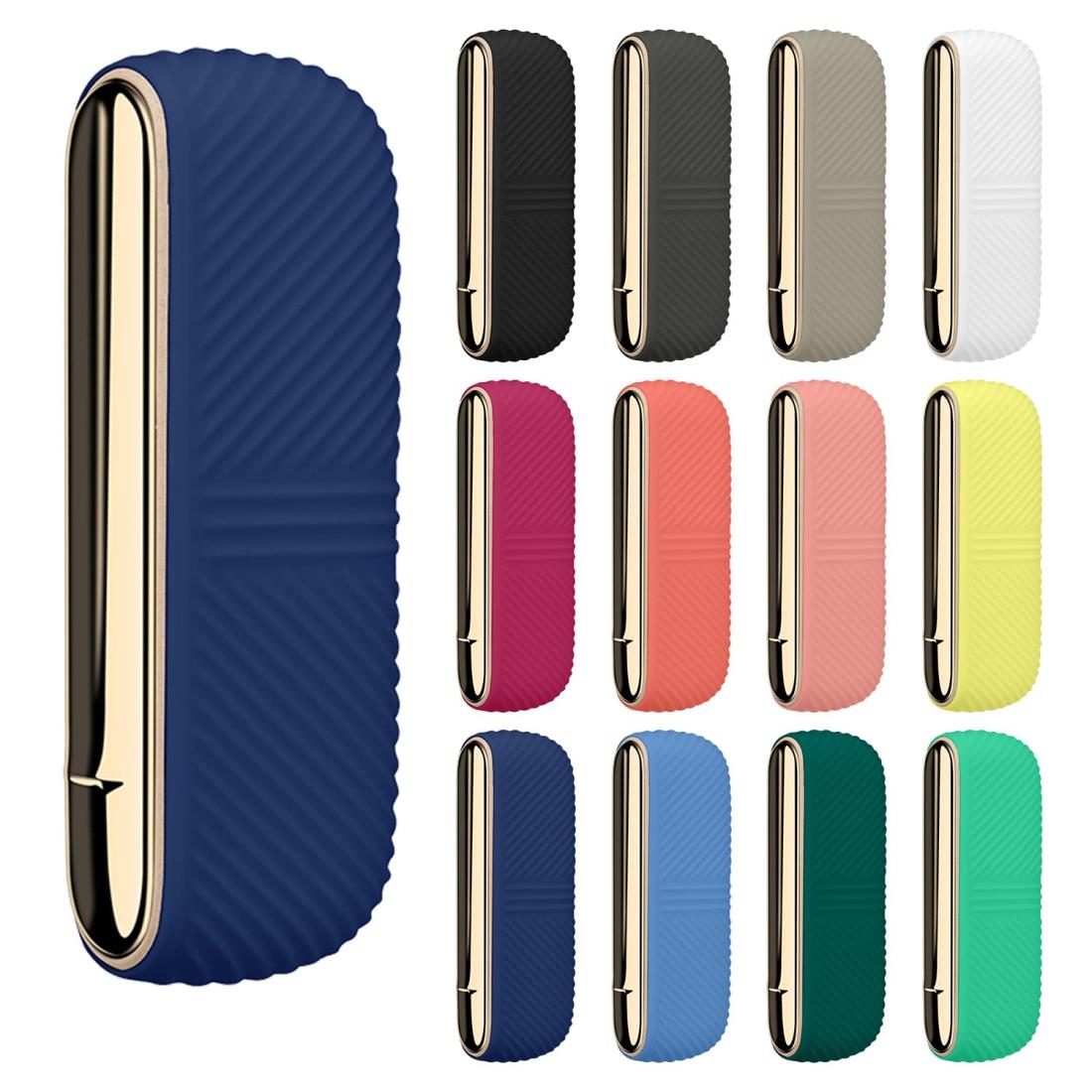 汎用交換ケース、iqos iluma用の保護シリコンケース 対応アイコスイルマ カバー 指紋防止 浅い斜め紋収納ケース (ネイビーブルー)