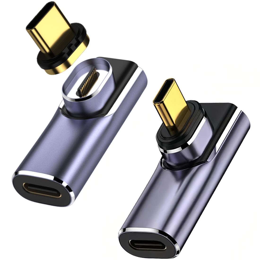 MUXER USB C マグネット アダプタ L字、40Gbps USB4高速データ転送、140W PD急速充電、8K 60Hz HD映像信号伝送、USB4.0 Type-C マグネット アダプタ オス メス 変換、PC/MacBook/iPhone/Androidスマホ/Switchおよび他のUSB-Cデバイス対応 (140Wアダプタ 4個)