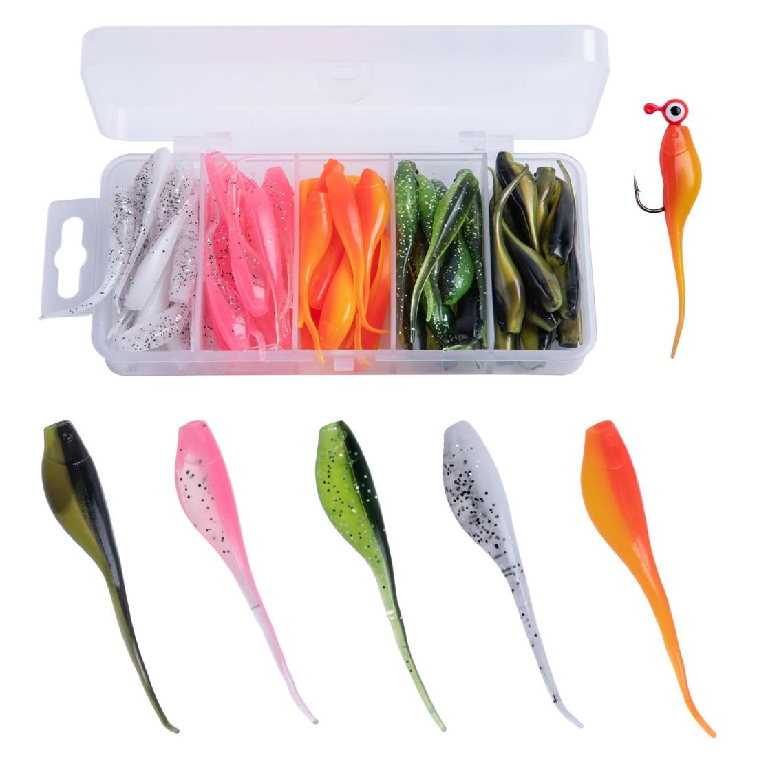 Goture(ゴチュール) ワーム 60枚セット 5cm 2インチ 5色あり クローワーム ソフトルアー オタマジャク..