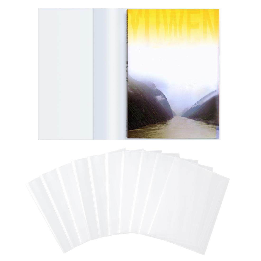 SensaBliss ブックカバー A4 透明 教科書カバー 保護シート 10枚セット 手帳カバー 雑誌カバー 防水 耐..