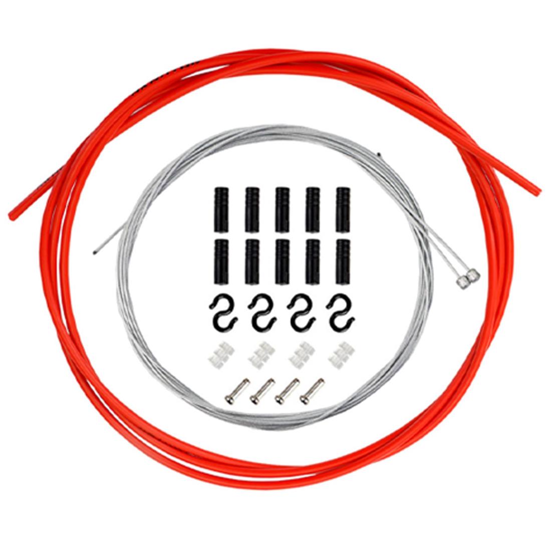 DELUXEFOX 自転車ブレーキケーブルセット シフトケーブル 自転車ブレーキワイヤー 交換用 汎用 自転車パーツ PVCコーティング 自転車ブレーキケーブル ロードバイク マウンテンバイク 折りたたみ自転車用 メンテナンスキット (レッド)