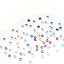 ISHR ハート ネイルストーン 約100個 3mm ネイルパーツ ネイルツール オーロラ 立体 多色 レジン ネイル デコパーツ (ハート型)
