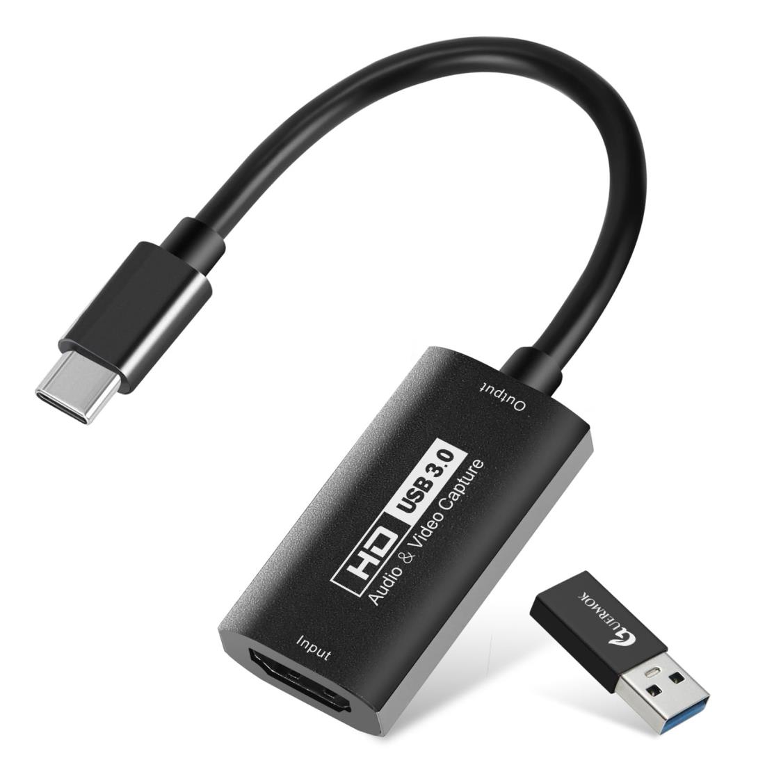 GUERMOK キャプチャーボード Switch対応 USB3.0 HDMI to USB-C ビデオキャプチャー 4K入力・1080P 60fps録画 ゲーム実況・ライブ配信用 PS4/PS5/Xbox/Steam対応 Windows/Mac互換 電源不要 ブラック