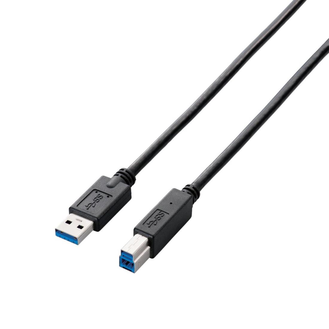 エレコム USBケーブル 【B】 USB3.0 (USB A オス to USB B オス) スタンダード 2m ブラック USB3-AB20BK