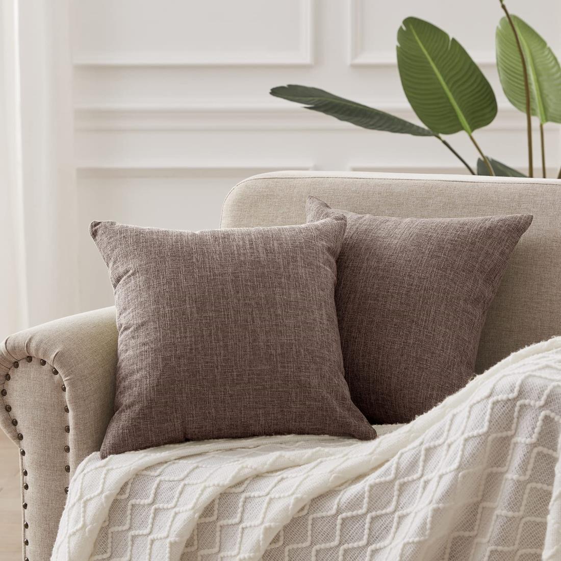 CUTEWIND クッションカバー 座布団カバー 60 x 60cm おしゃれ 北欧 リネン風 無地 ざぶとんかばー 和室..