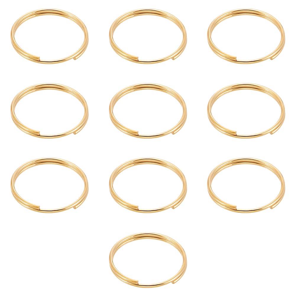 UNICRAFTALE 約10個 1.8x15x1.2mm スプリットキーリング 304ステンレス製 キーホルダー 二重リング 環形リング 鍵のパーツ ゴールド...
