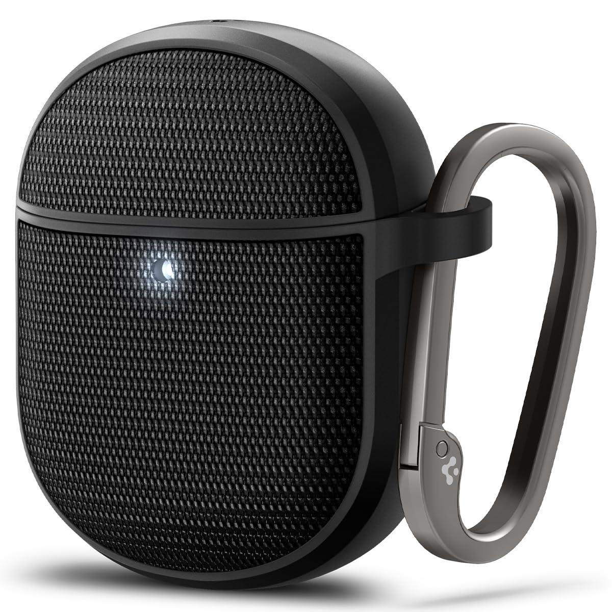 Spigen Google Pixel Buds Pro 2 / Pro ケース ファブリック ワイヤレス充電 対応 カラビナ リング 滑り止めフィルム 付き 衝撃 吸収 軽量 キズ防止 耐衝撃 クラシック・フィット ACS07605 (ブラック)(2)