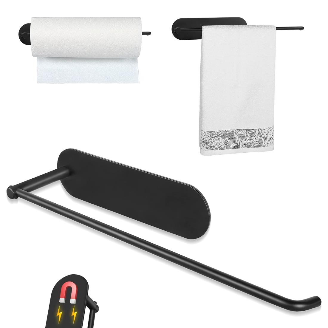 タオル掛け マグネット タオルバー キッチンペーパーホルダー ステンレススチール タオルリング 、 強..