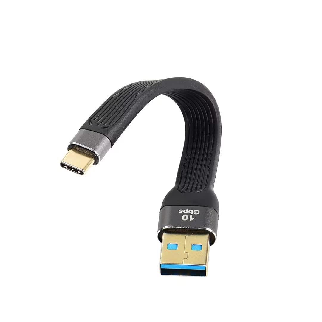 CERRXIAN 10Gbps ショート USB タイプ C ケーブル,5インチ USB 3.0 オス から USB C 3.1 オス ケーブル USB C 3.1 3A急速充電FPCフラットケーブル,充電宝、カーチャージャー、携帯電話 (c-a)
