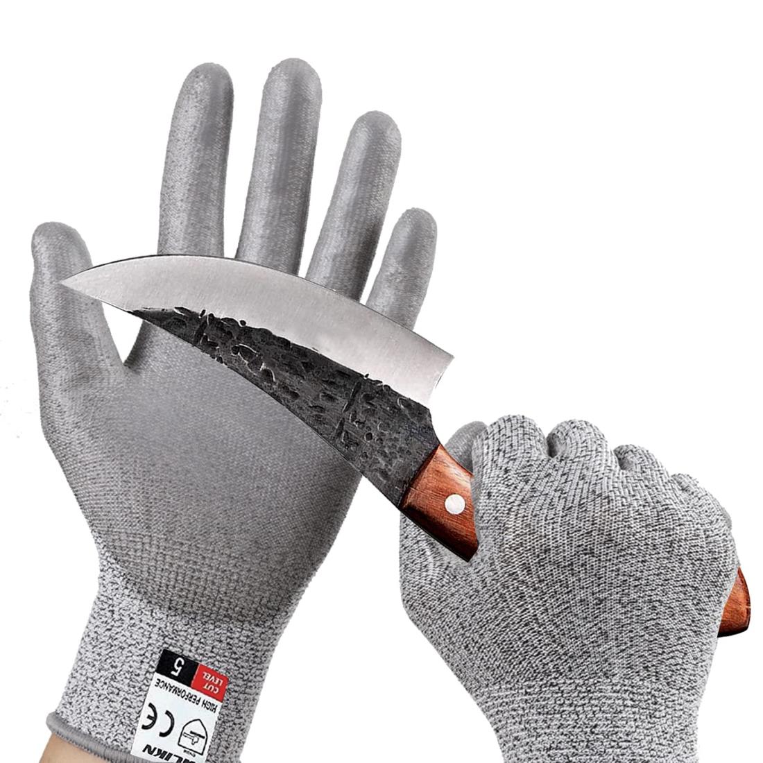 [Wlikn] 防刃軍手 作業用 耐切創手袋 レベル5耐切断性 PUコーティング 耐穿刺 園芸 料理用 アウトドア キャンプグローブ オールシーズン対応
