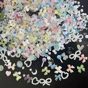 ネイルパーツ 約400個入り 3D 立体 キャンディー クマ 花 ハート リボン ネイルパーツ ストーン 可愛い 大きめ ネイルアート デコパーツ 半円パール ジュエリーパーツ ランダム形 (マルチカラー B)