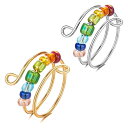 2枚入り ストレス解消 リング 不安サークルビーズスピナーリング 銅 シルバー 回転可能 フィジェットリング レディース メンズ プレゼント (A)