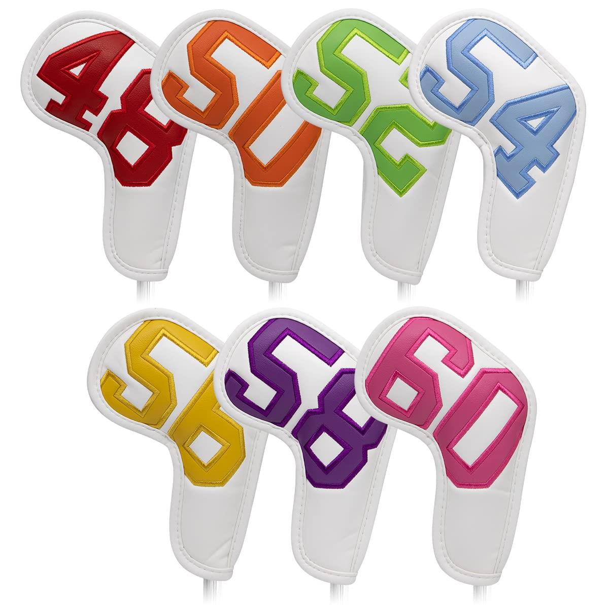 ゴルフアイアンカバー ウェッジカバー ゴルフヘッドカバー アイアン/ウェッジ用 6枚セット おしゃれ デザイン カラフル番手付き インパクト PUレザー製 マジ...