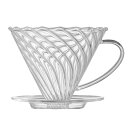 Vandroop コーヒードリッパー ガラス 再利用可能 透過 コーヒー ハンドドリップ V60 クリア(1-4杯用) (B)