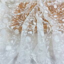 DIFEIUKI 花柄刺繍 花柄レース生地 透け感 チュールレース メッシュレース レース生地 DIY ハンドメイド 人形 ドレス 衣装 アクセサリー パーティー装飾 縫製用 家庭用 90*125cm